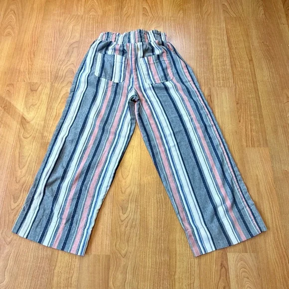 Knox Rose Women’s Striped Wide-Leg Capri Pants in Blue, Pink, White Size Small - Picture 1 of 9